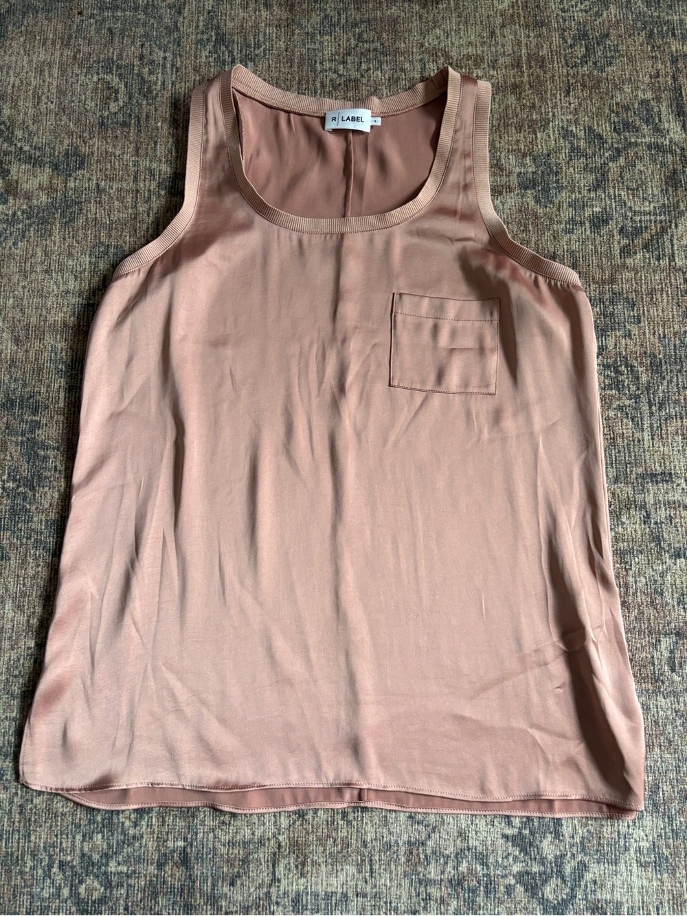 R Label Women’s Dusty Rose Sleeveless Top with Chest Pocket Size S